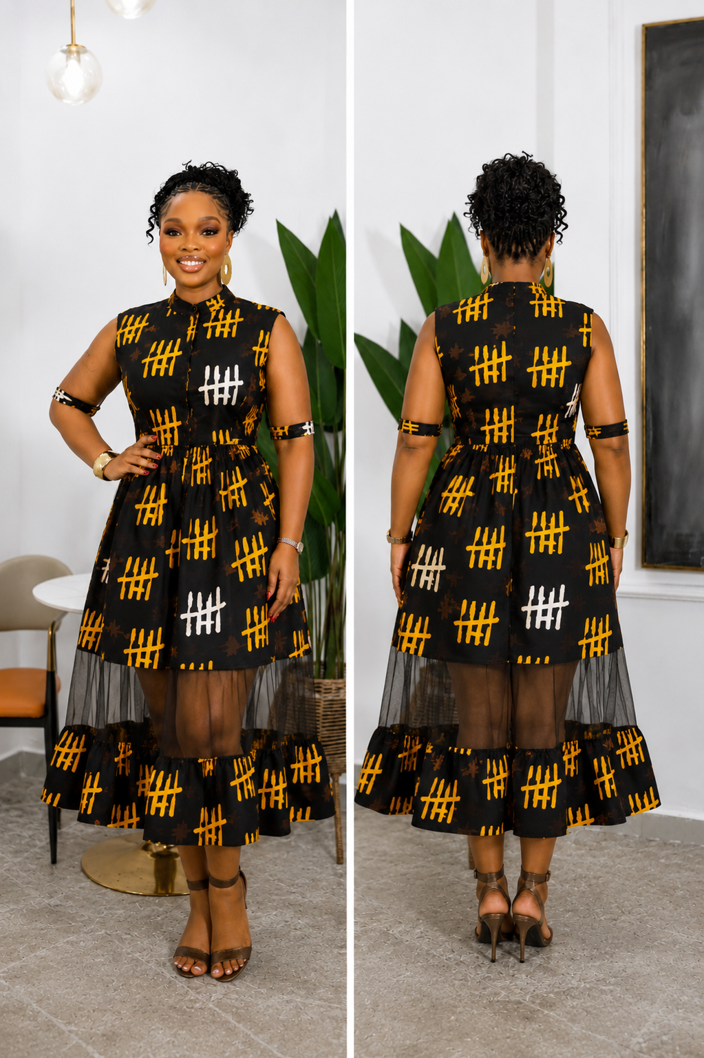VESTIDO SHANI MIDI ESTAMPADO AFRICANO