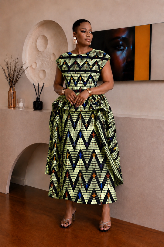 AYANA AFRICAN PRINT MIDI DRESS