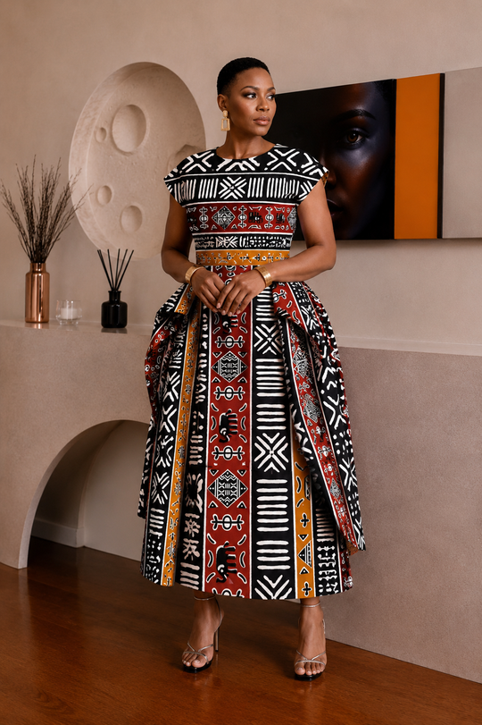 AYANA AFRICAN PRINT MIDI DRESS