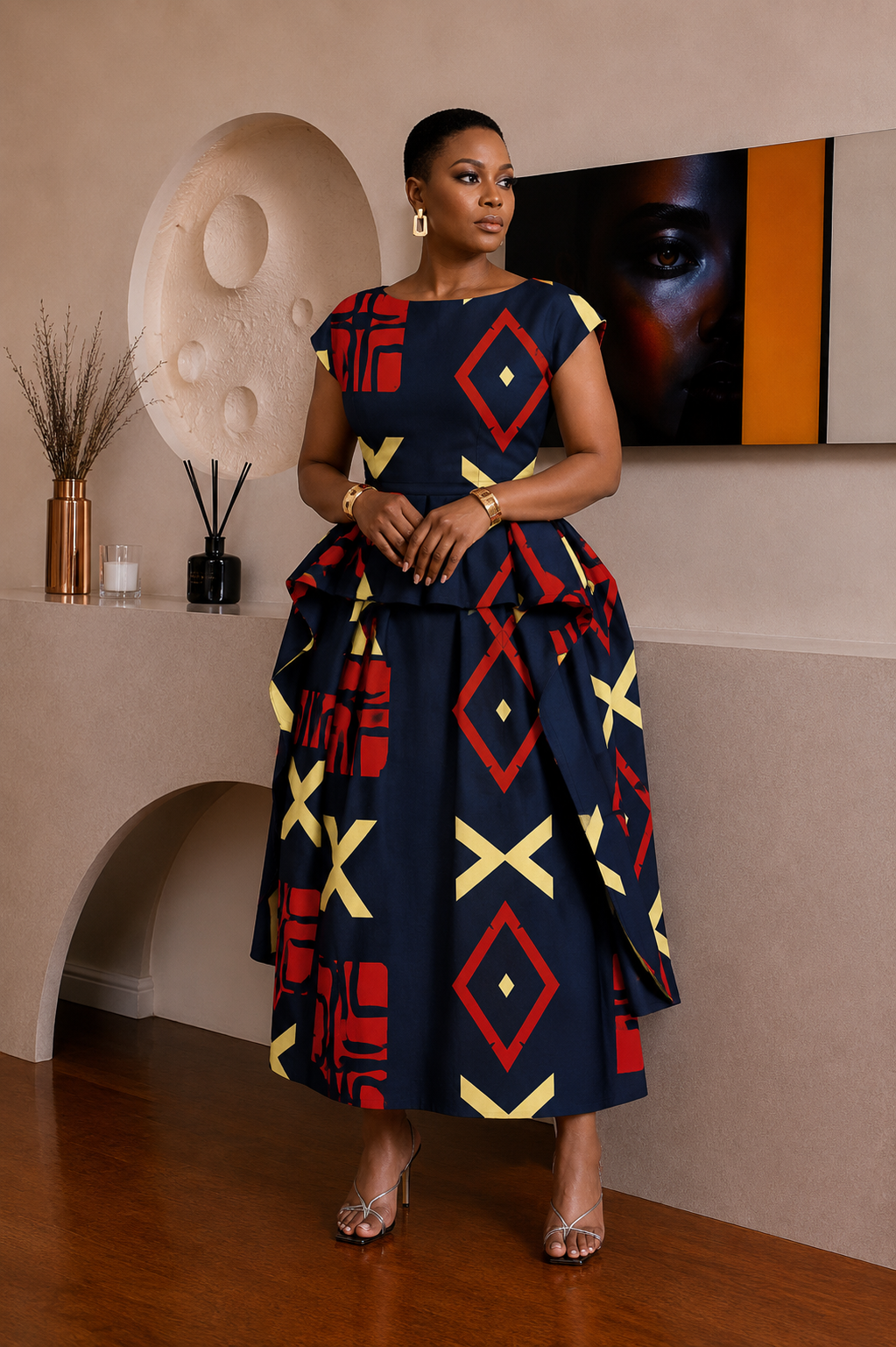 AYANA AFRICAN PRINT MIDI DRESS
