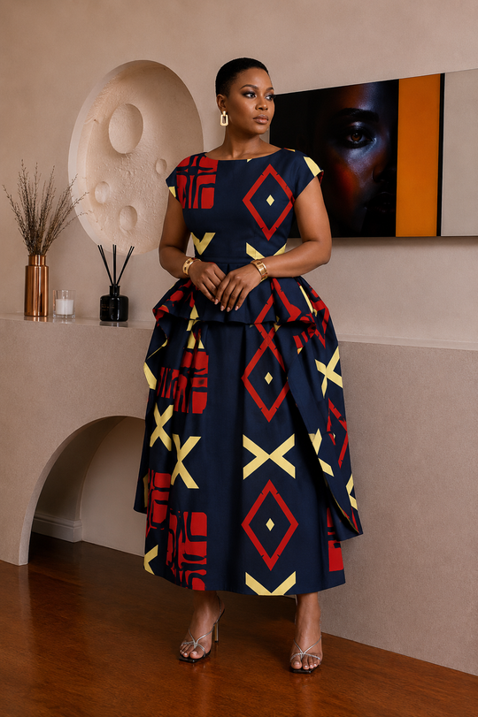 AYANA AFRICAN PRINT MIDI DRESS