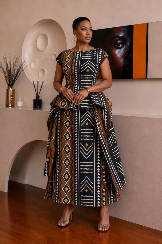 AYANA AFRICAN PRINT MIDI DRESS