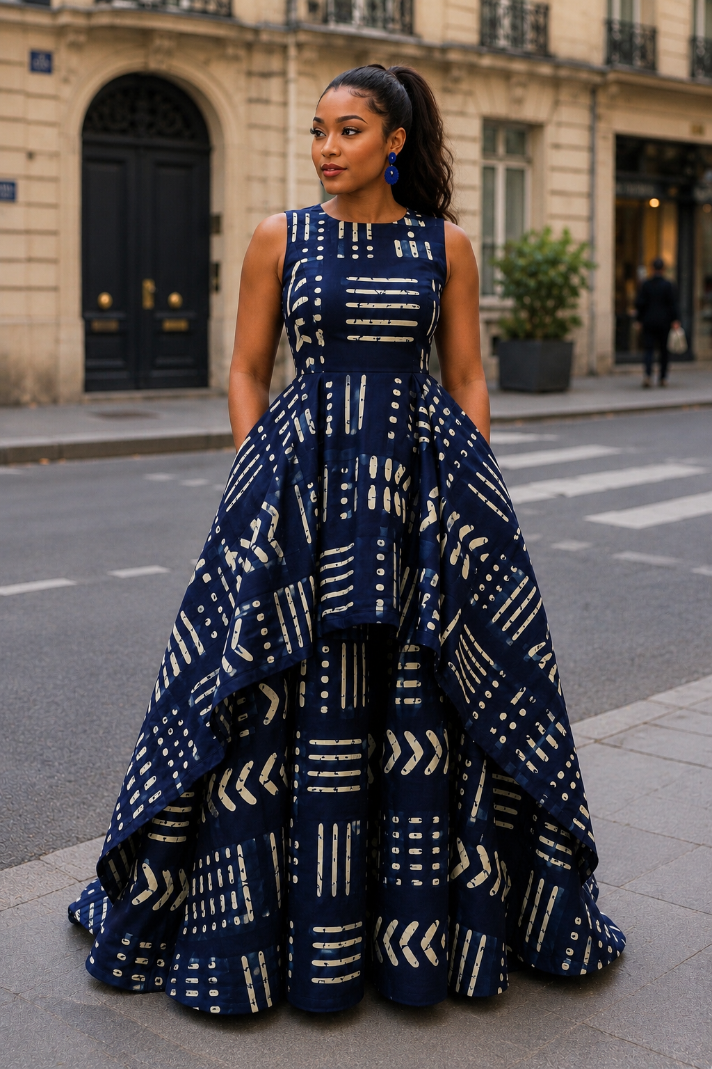 Nma African Print High-Low Maxi Dress