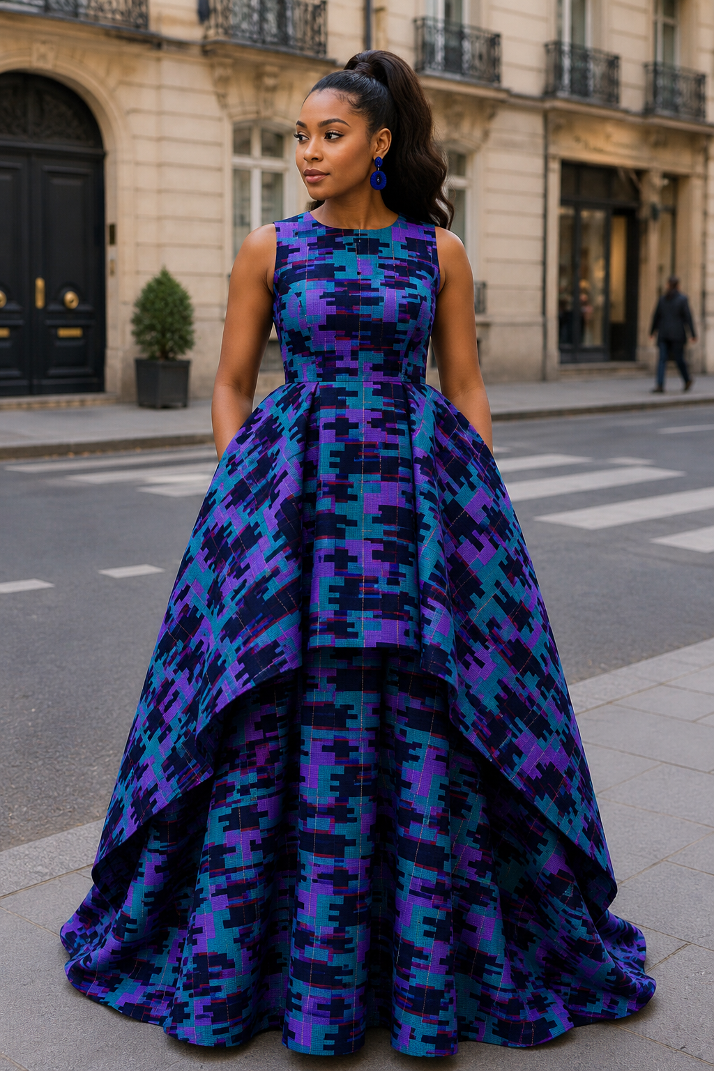 Nma African Print High-Low Maxi Dress