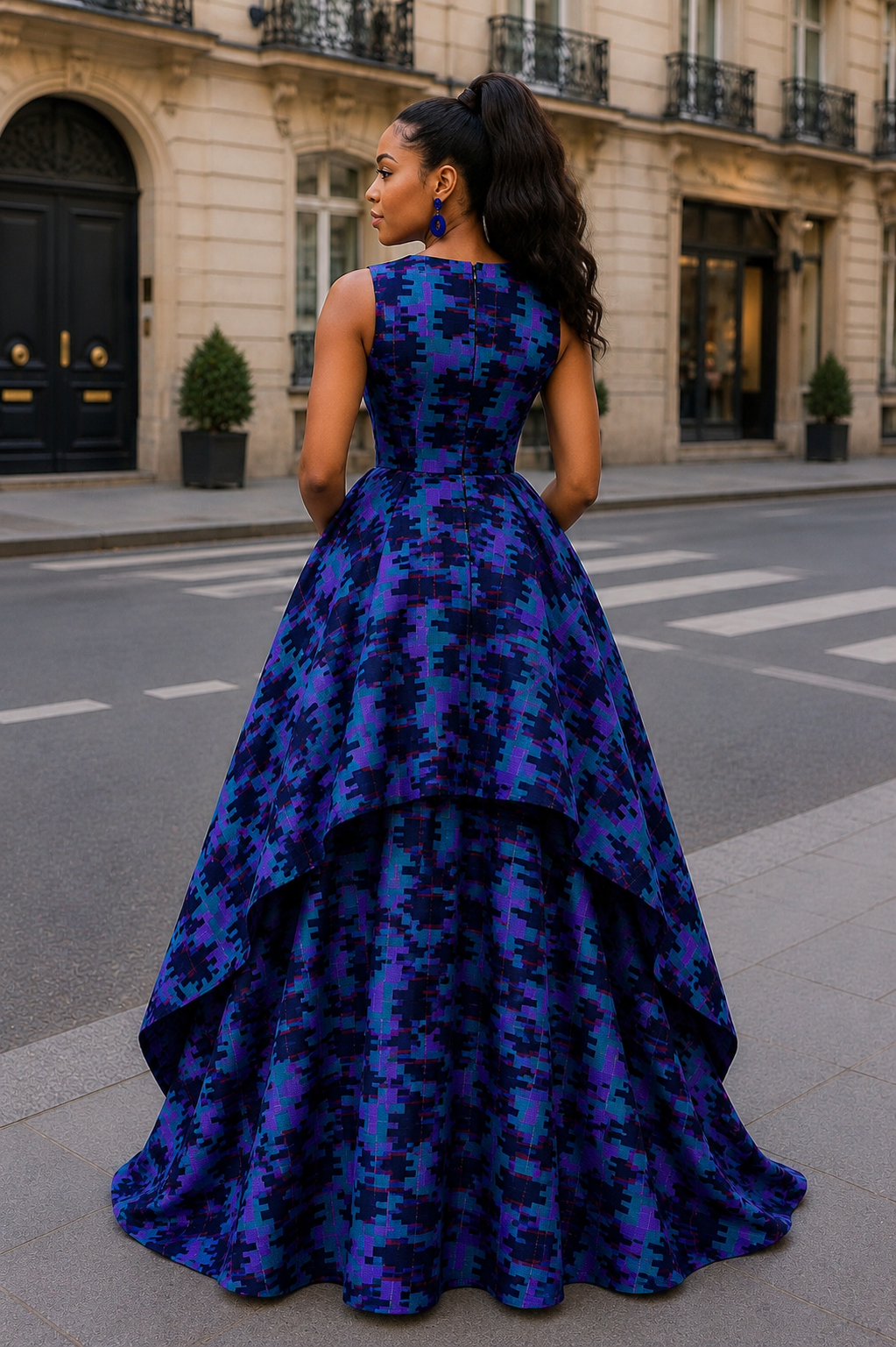 Nma African Print High-Low Maxi Dress
