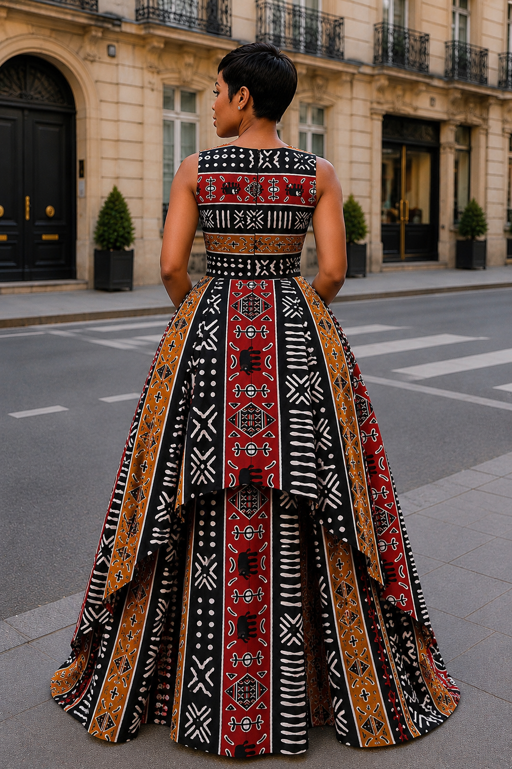 Nma African Print High-Low Maxi Dress
