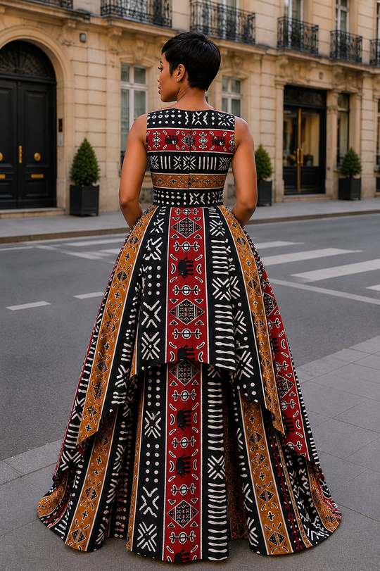 Nma African Print High-Low Maxi Dress
