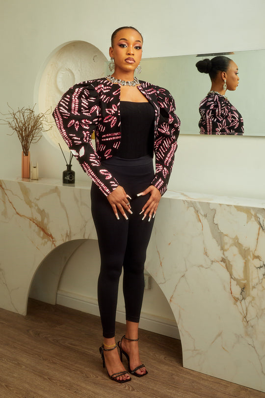 SIMI AFRICAN PRINT CROP JACKET