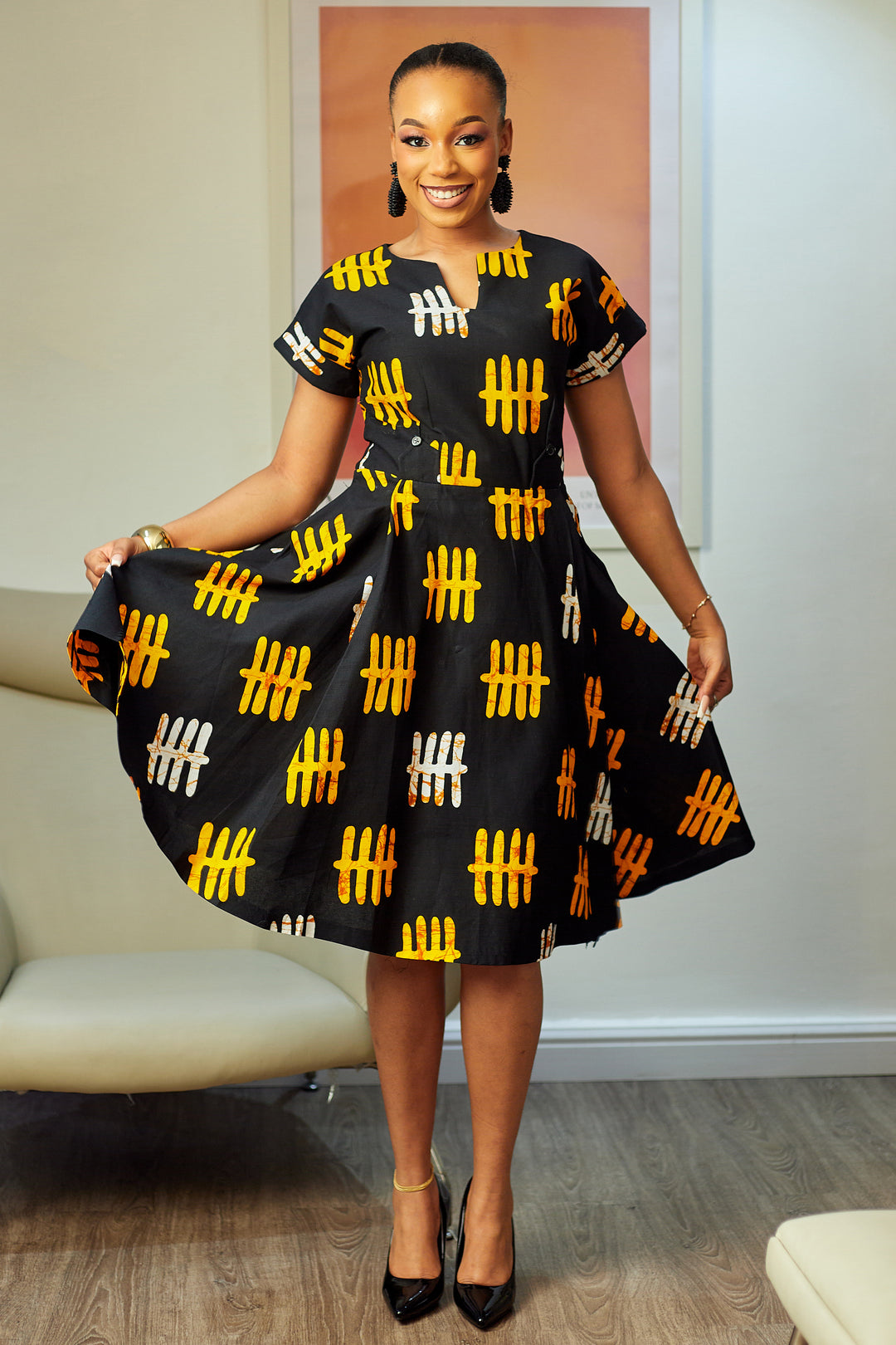 IYABO AFRICAN PRINT MIDI DRESS