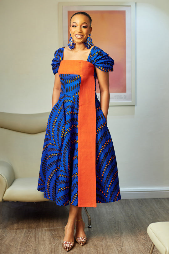 CHIZI AFRICAN PRINT MIDI DRESS
