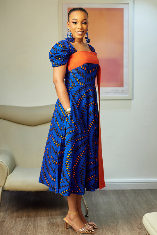 CHIZI AFRICAN PRINT MIDI DRESS