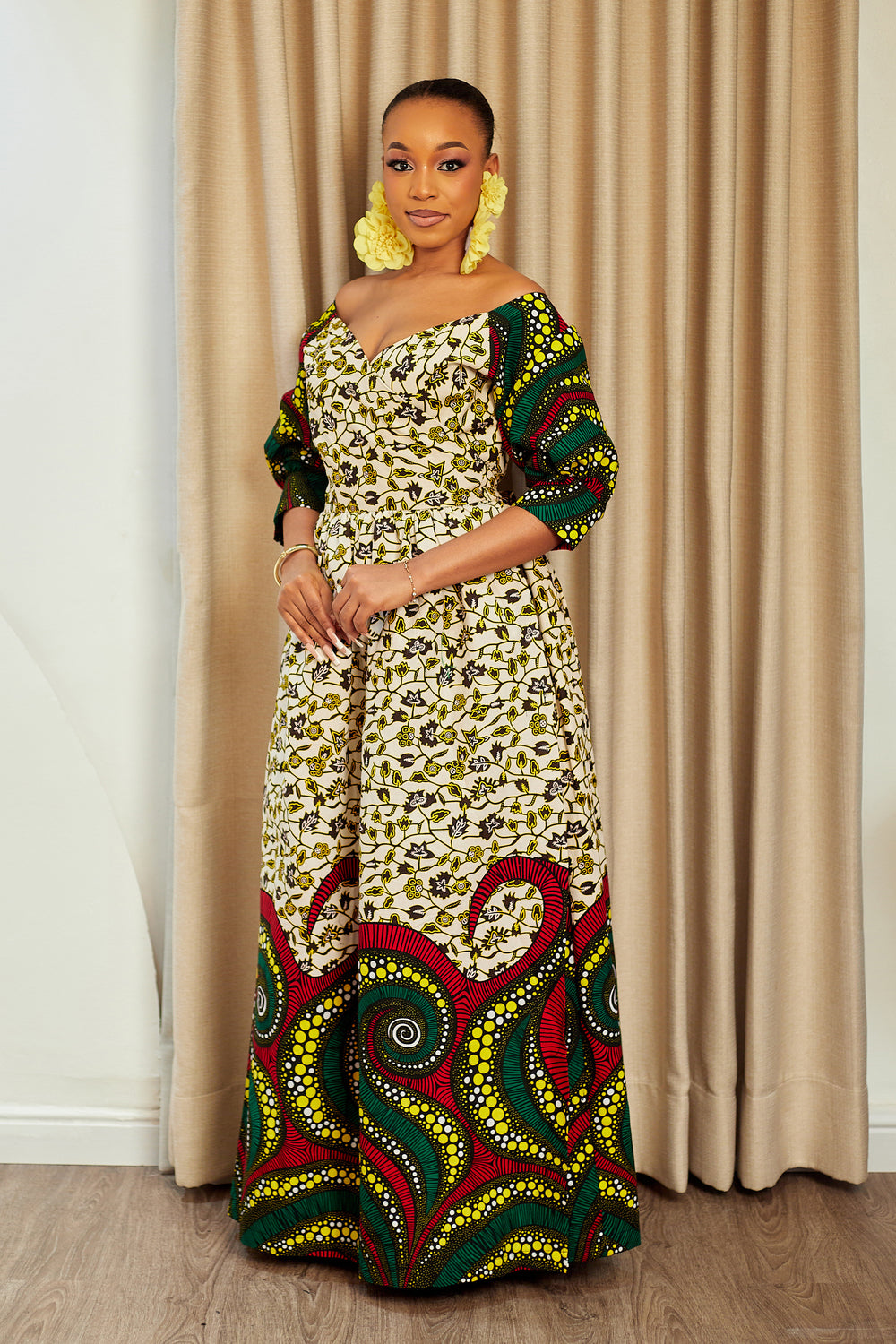 OGE AFRICAN PRINT WRAP MAXI DRESS