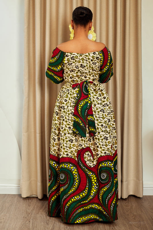 OGE AFRICAN PRINT WRAP MAXI DRESS
