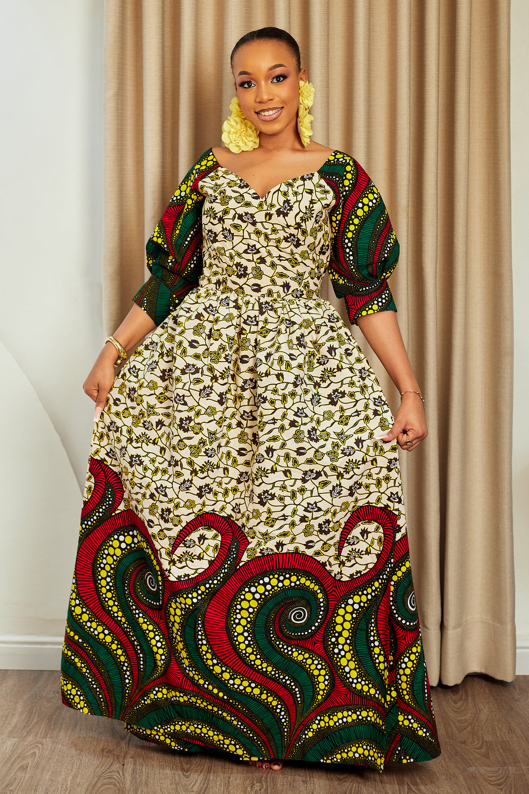 OGE AFRICAN PRINT WRAP MAXI DRESS