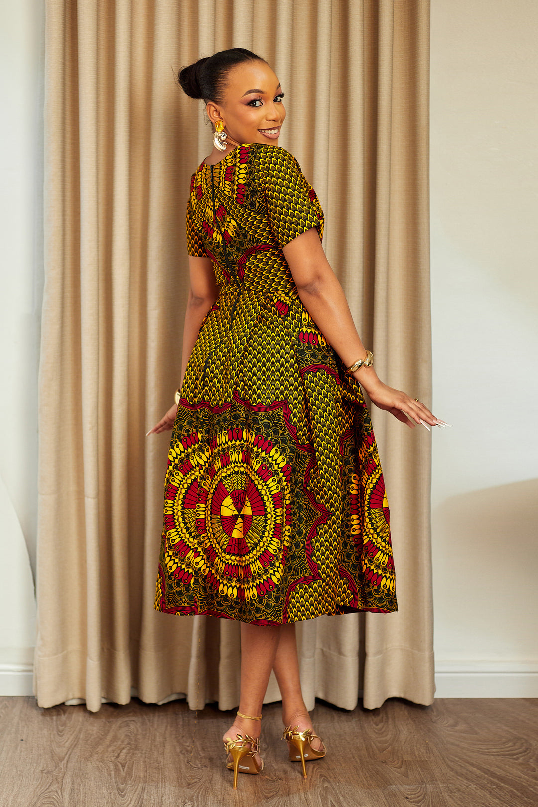 ARIANA AFRICAN PRINT MIDI DRESS