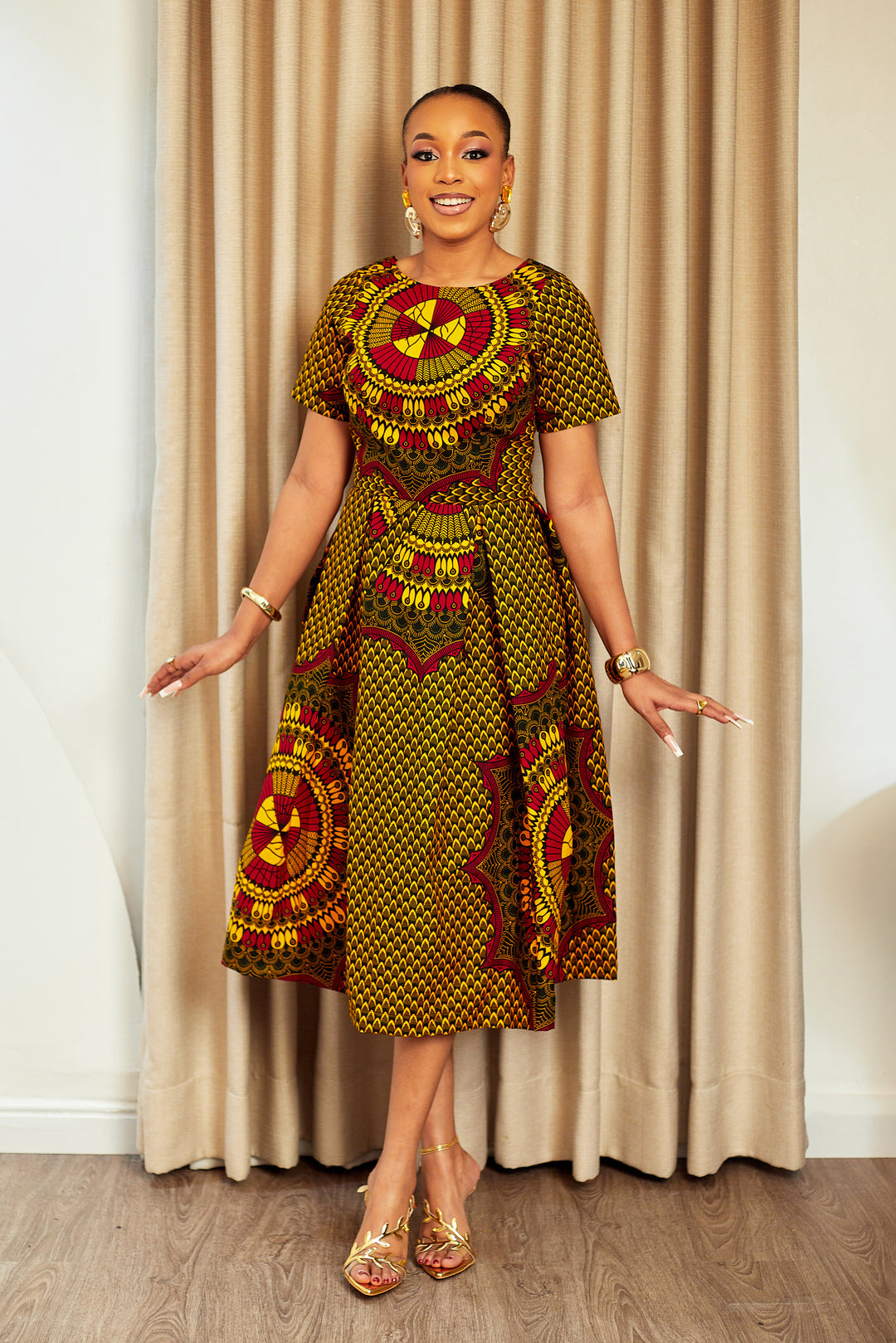ARIANA AFRICAN PRINT MIDI DRESS