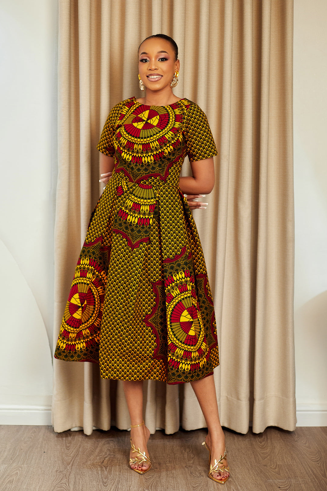 ARIANA AFRICAN PRINT MIDI DRESS