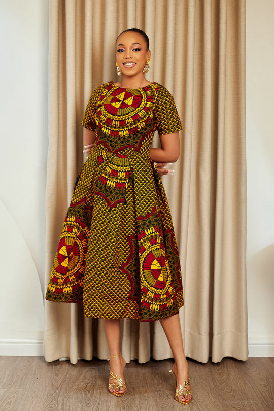 ARIANA AFRICAN PRINT MIDI DRESS