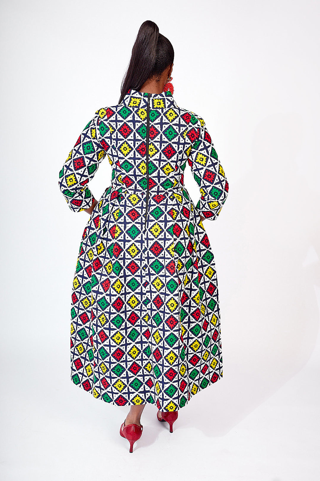 african print midi dress