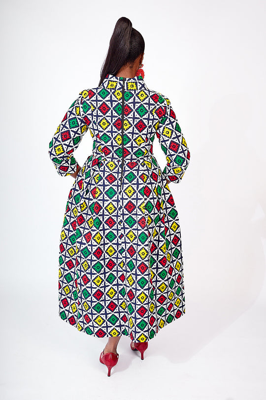 african print midi dress