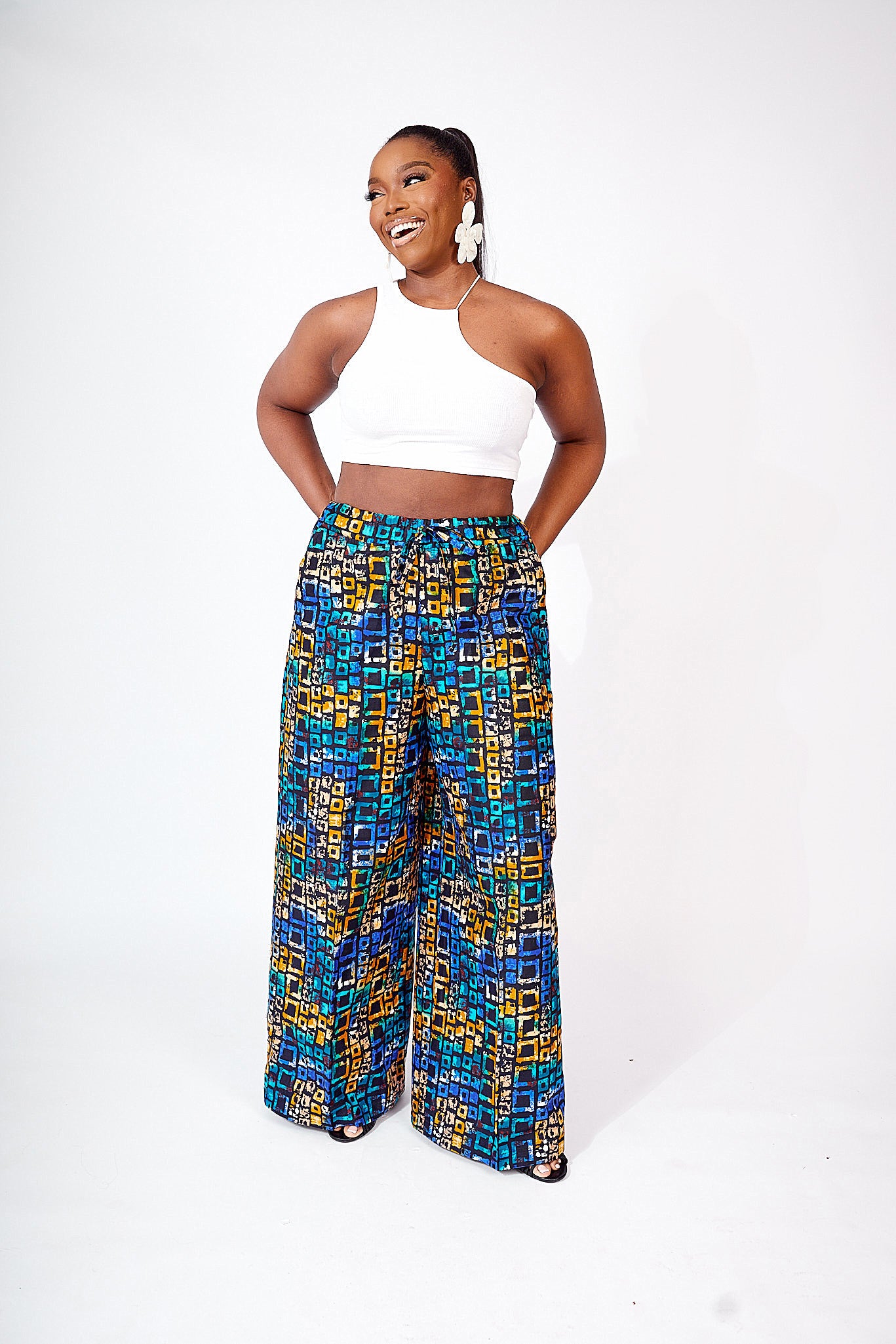 African print wide leg pants deals
