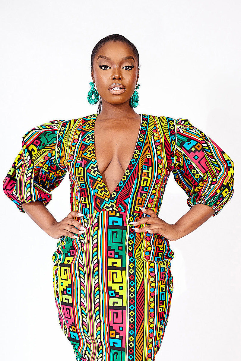 african print long dress