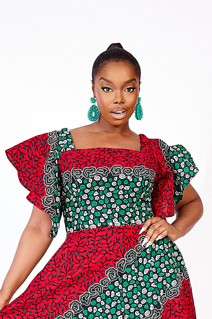 african print midi dress 