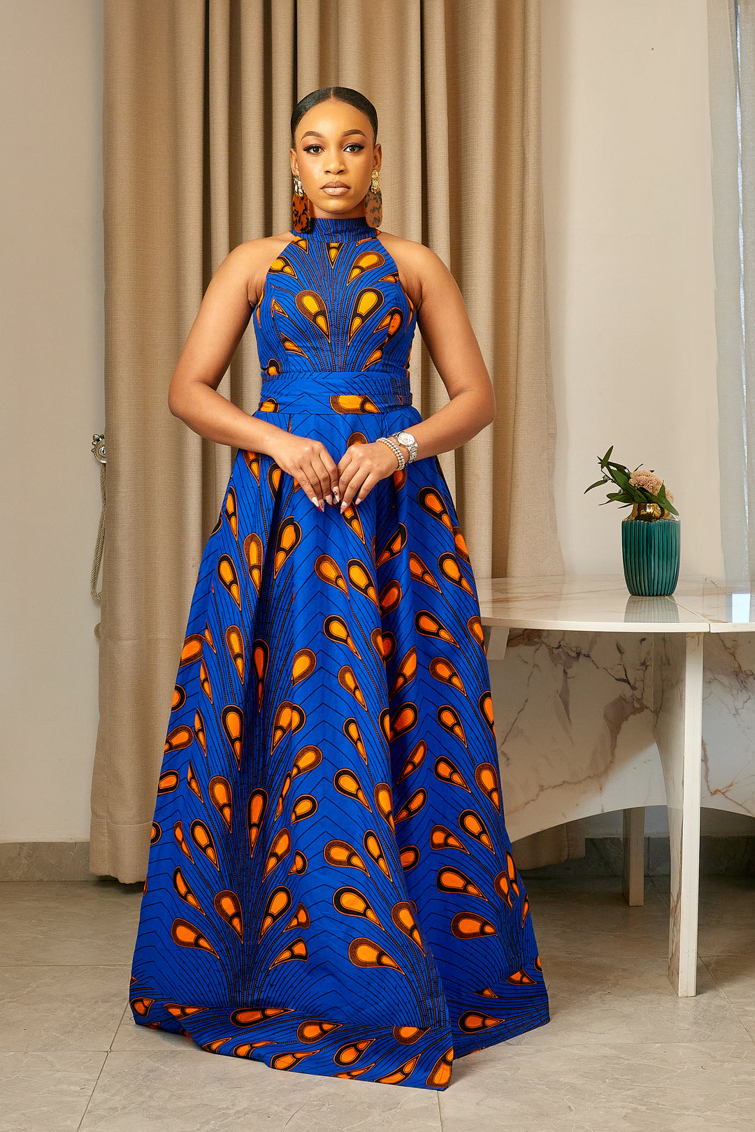 african print maxi dress new look Colored leaves African print Maxi dress XS
