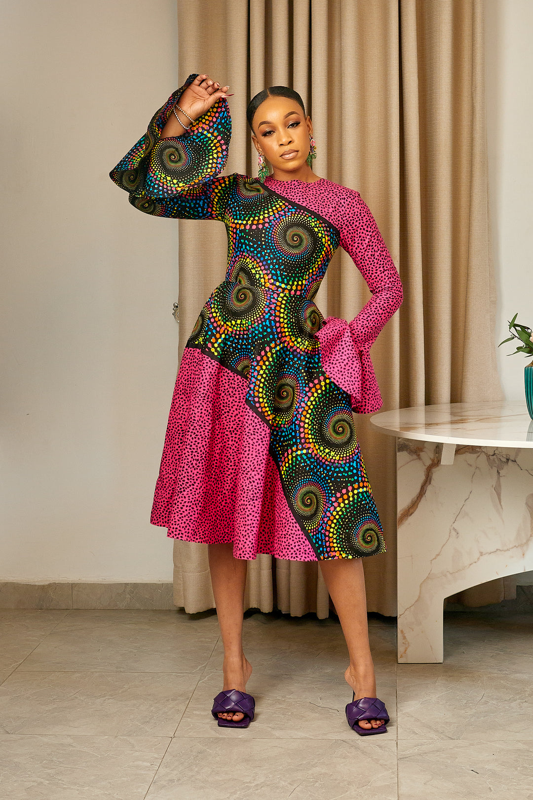 Huso African Print Midi Dress - African Clothing in USA | MYTRIBENG S / LONG