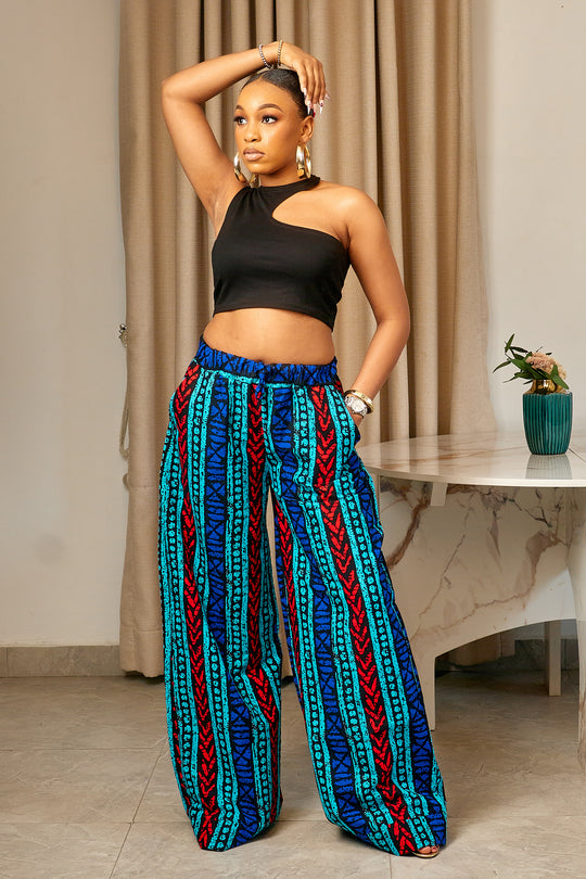 DURAH AFRICAN PRINT WIDE LEG PANTS
