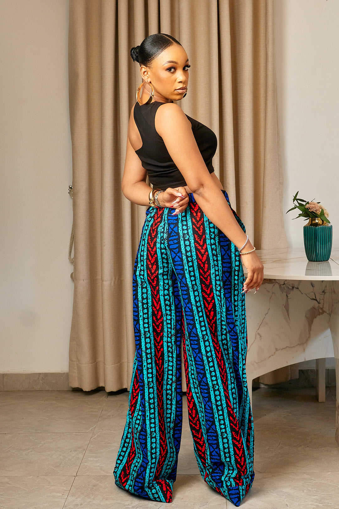 DURAH AFRICAN PRINT WIDE LEG PANTS