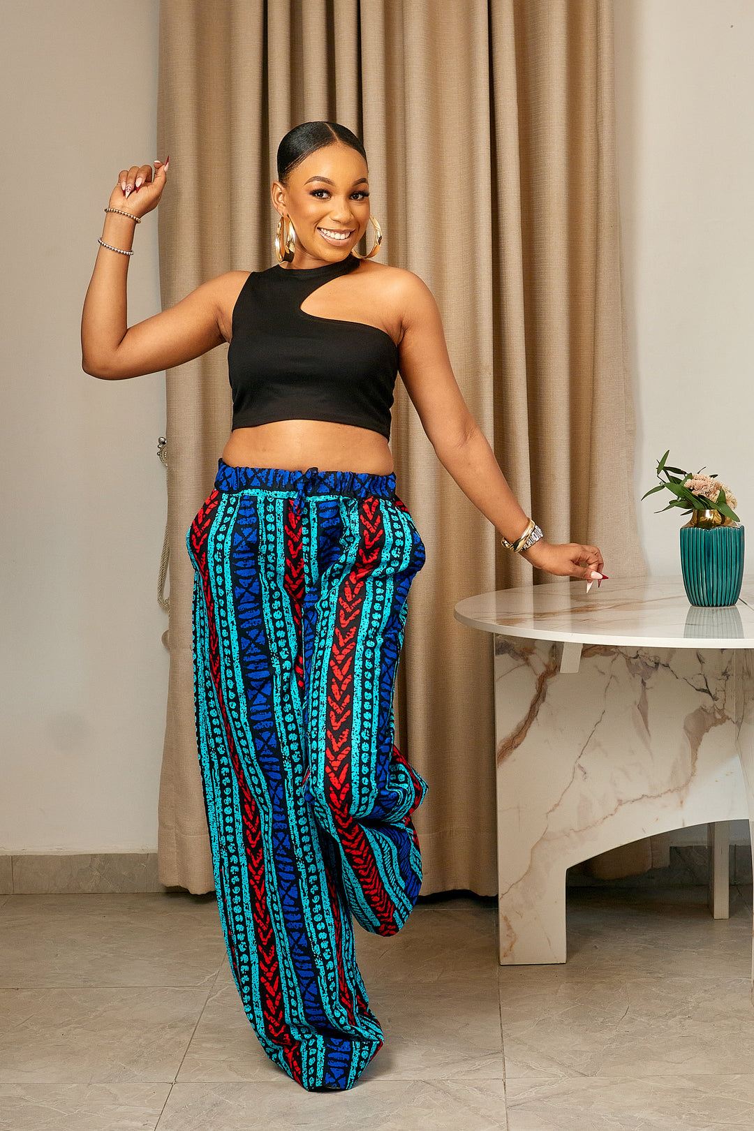 DURAH AFRICAN PRINT WIDE LEG PANTS