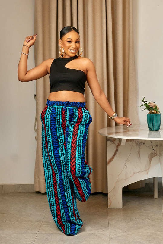 DURAH AFRICAN PRINT WIDE LEG PANTS