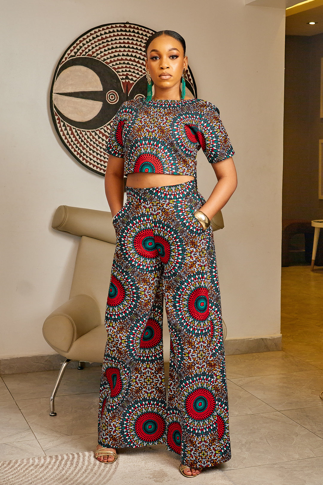 RAJAA AFRICAN PRINT CROP SET