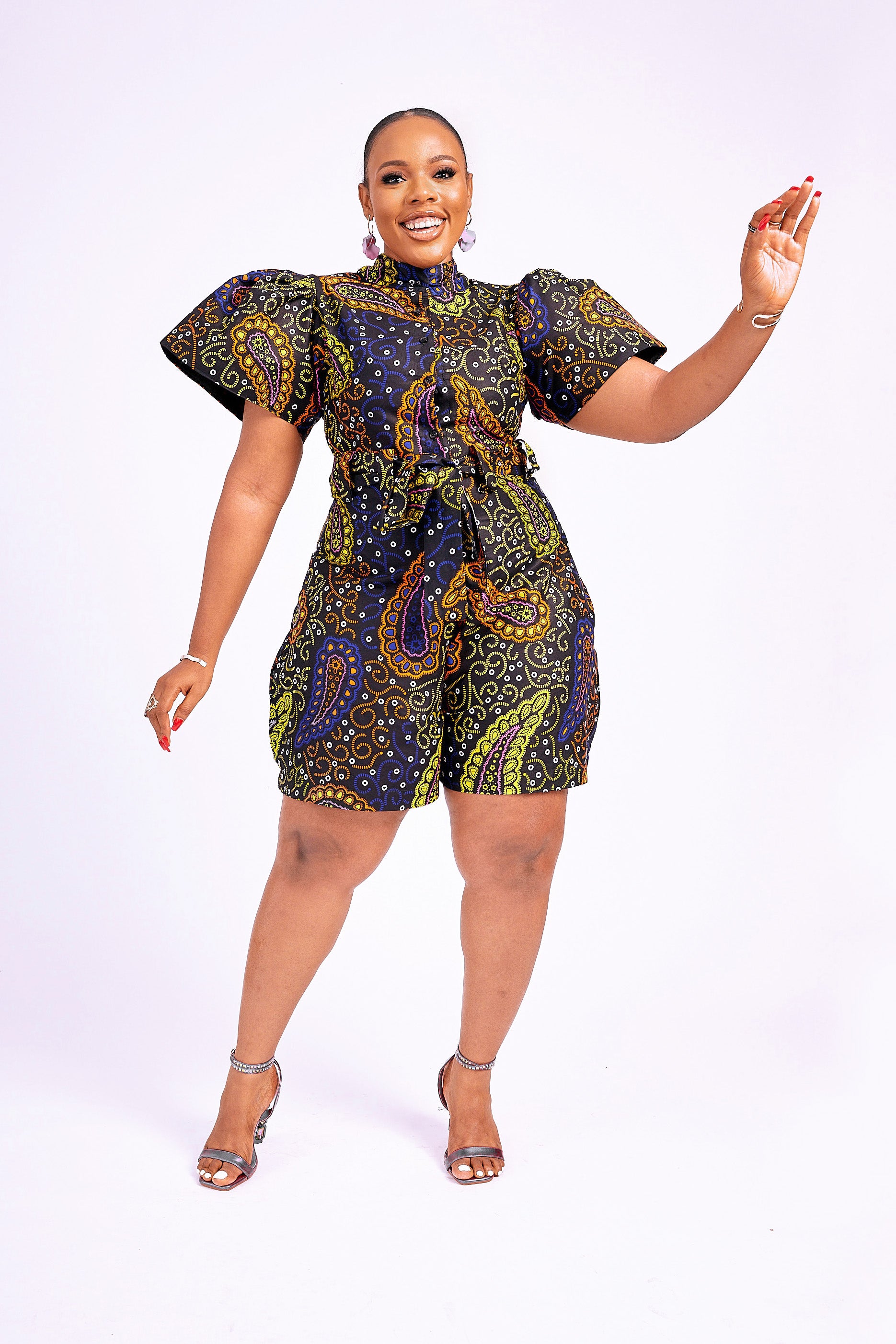 African print store playsuit