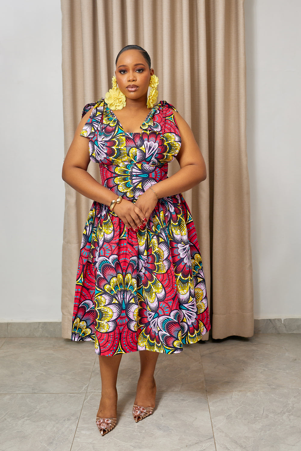 VESTIDO SHANI MIDI ESTAMPADO AFRICANO