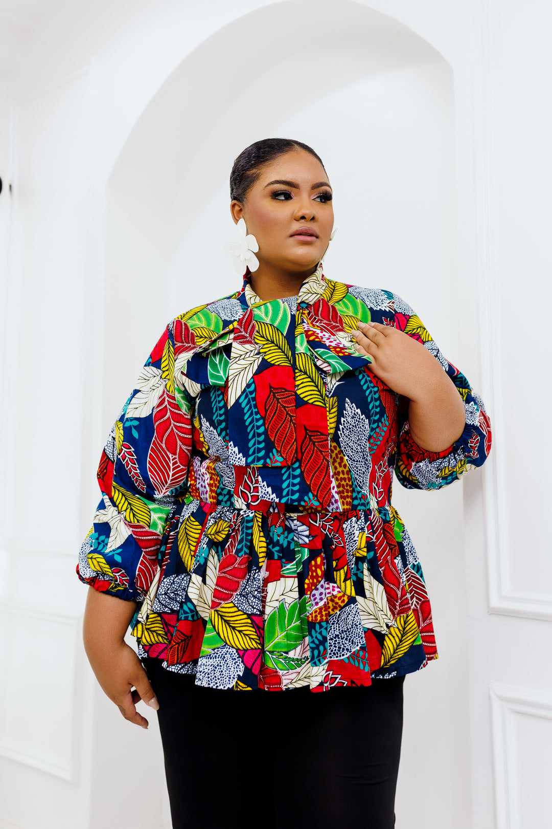 African print peplum Blouse