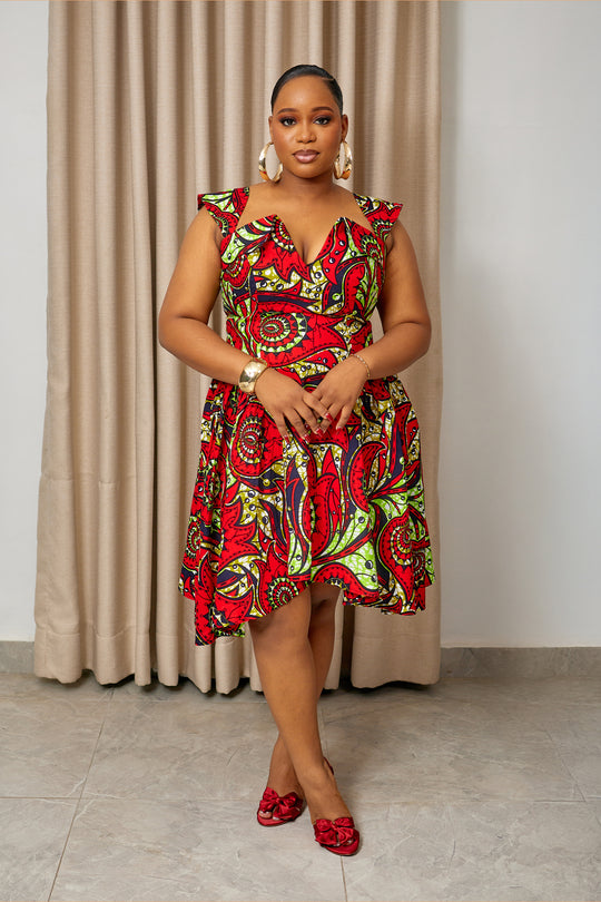 VESTIDO SHANI MIDI ESTAMPADO AFRICANO