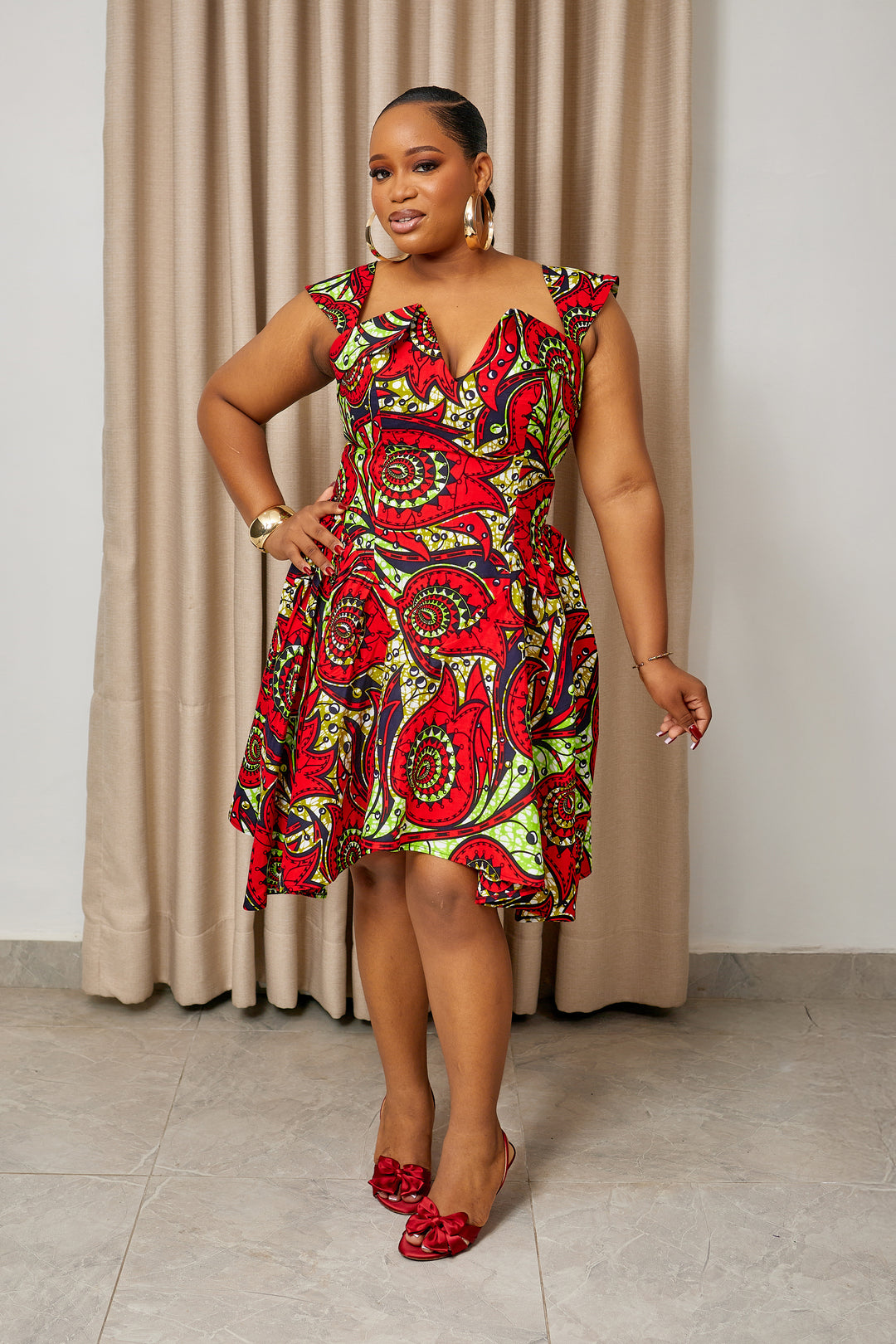 VESTIDO SHANI MIDI ESTAMPADO AFRICANO