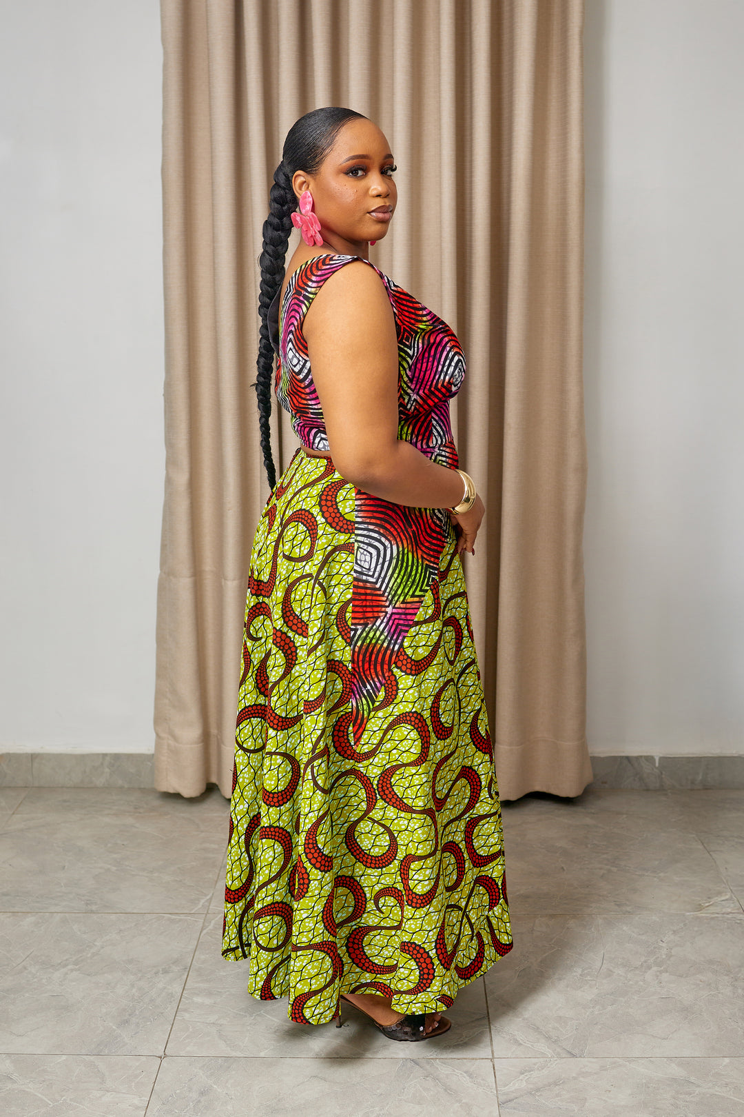 VESTIDO MAXI ESTAMPADO AFRICANO RUFARO
