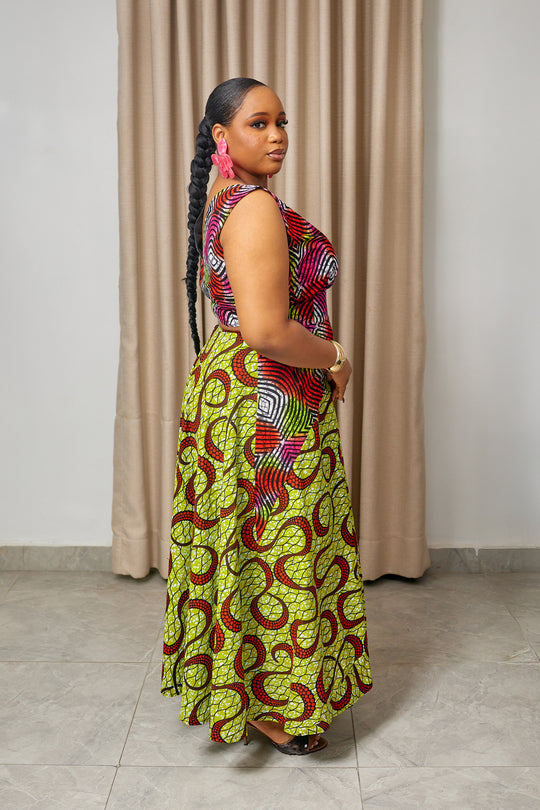 VESTIDO MAXI ESTAMPADO AFRICANO RUFARO