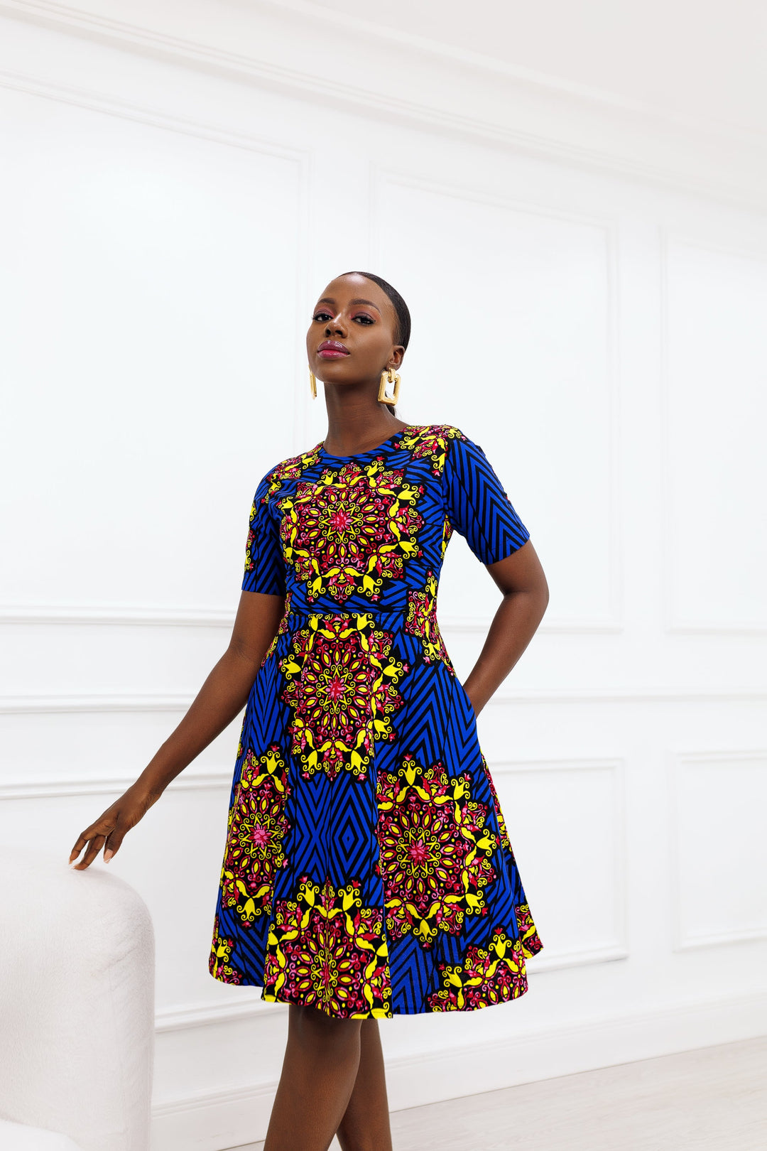 African Print Ese Midi Dress
