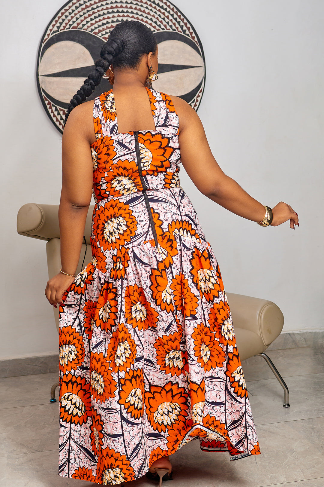 VESTIDO MAXI ESTAMPADO AFRICANO RUFARO