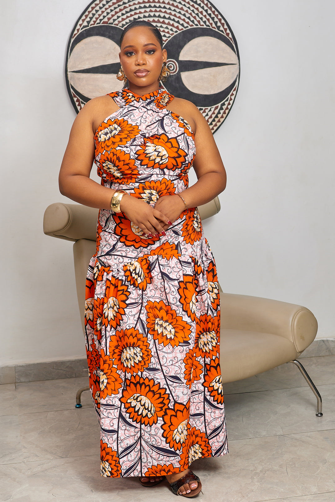 VESTIDO MAXI ESTAMPADO AFRICANO RUFARO