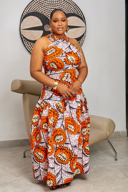 VESTIDO MAXI ESTAMPADO AFRICANO RUFARO