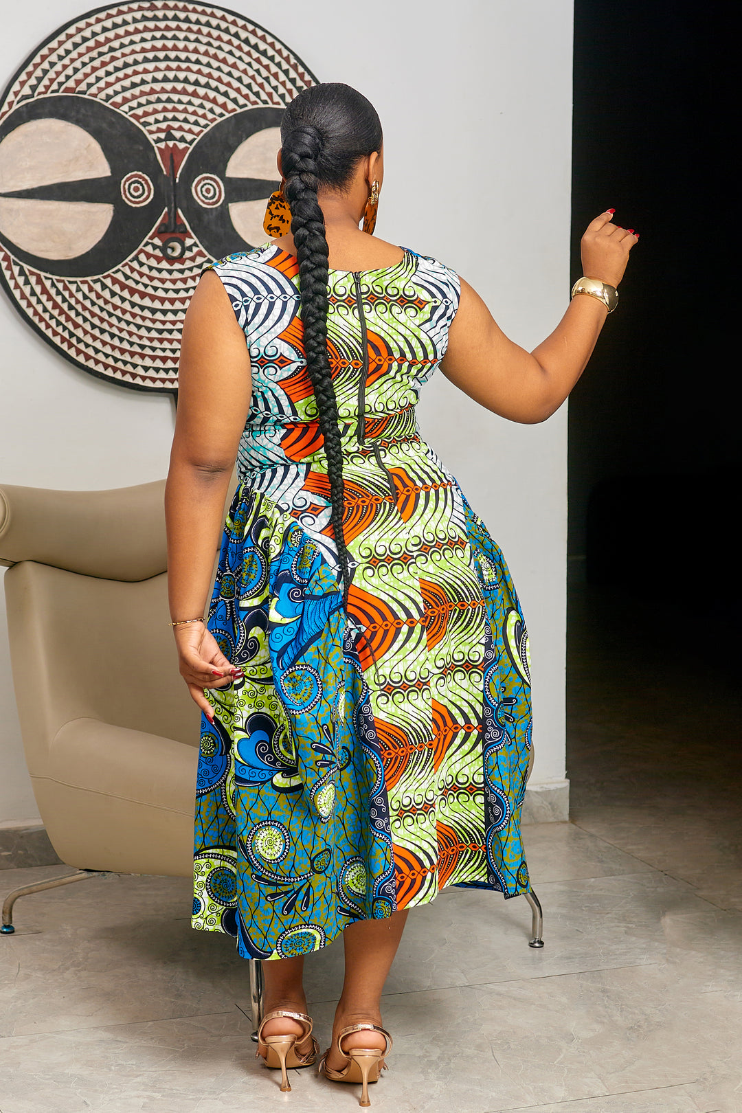 VESTIDO SHANI MIDI ESTAMPADO AFRICANO