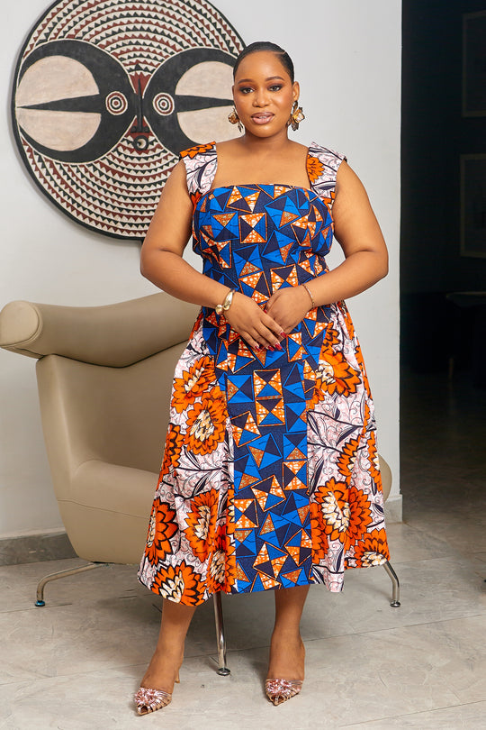 VESTIDO SHANI MIDI ESTAMPADO AFRICANO