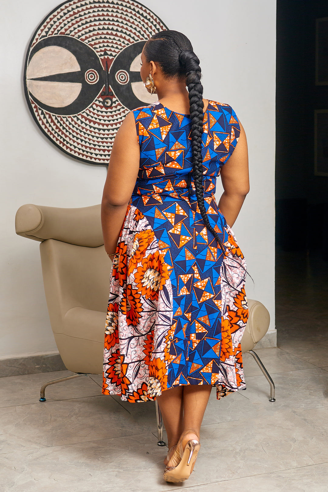 african print midi dress Ayana African Print Midi Dress - African Clothing in USA