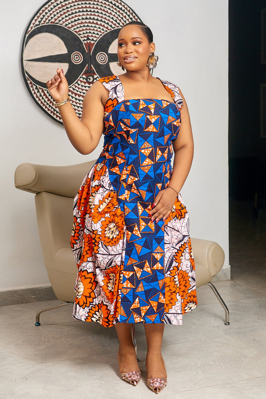 VESTIDO SHANI MIDI ESTAMPADO AFRICANO