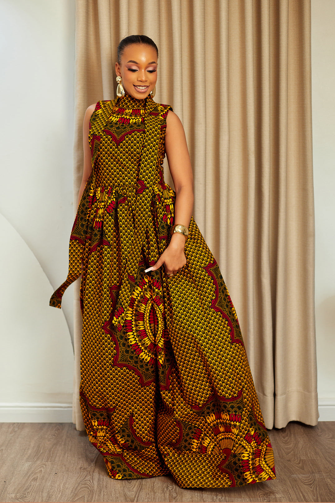 african print halter dress Belle African Print Maxi Dress Wax & Wonder